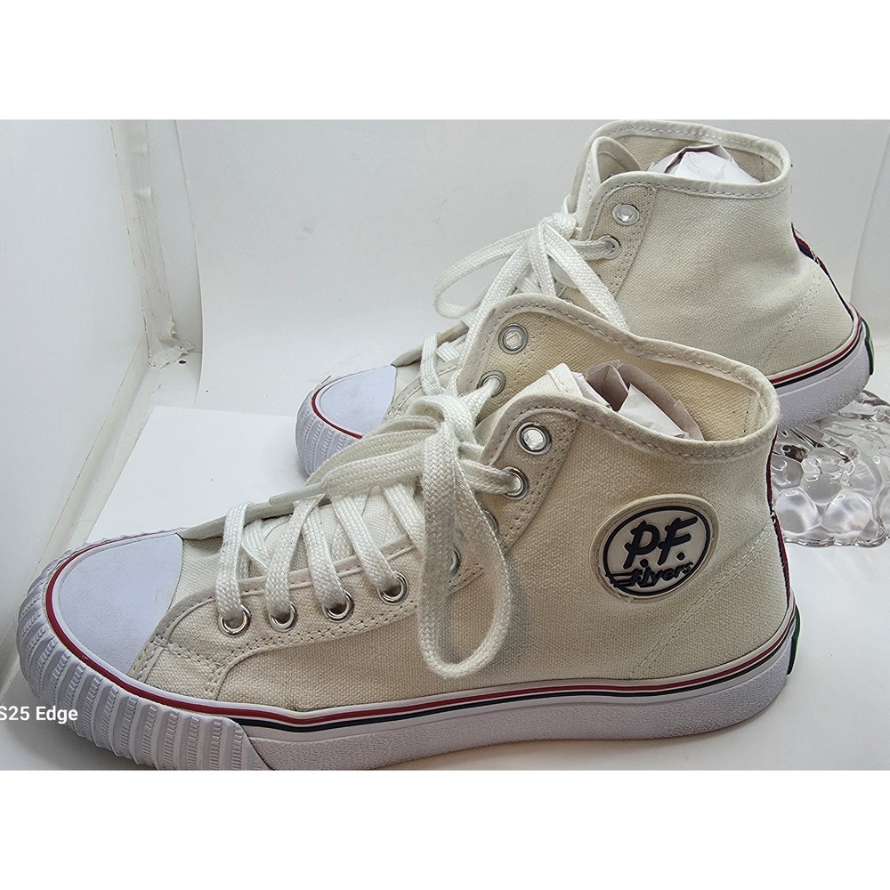 PF Flyers Center Hi Off White Canvas High Top Sneakers MC2001WT Mens 6 Womens7.5